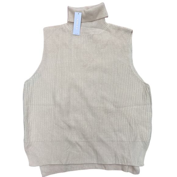 Gilli New Knit Mock Neck Sweater Vest Beige Sleeveless L/XL - Picture 1 of 4
